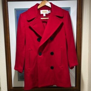 Talbots Bright Red Pea Coat